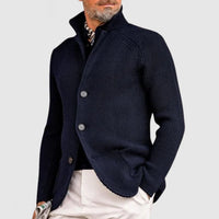 Arthur - Knitted Ribbed Button-Up Cardigan Sweater
